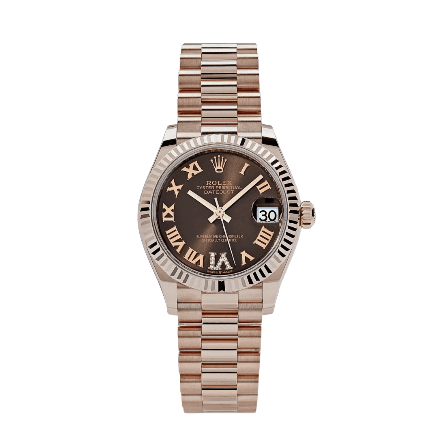 59-datejustladiesrosegolddiamondchocolatedial31mm.png Date just ladies rose gold diamond chocolate dial 31mm - Image 1