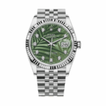 Date just white gold palm motif diamond dial 36mm